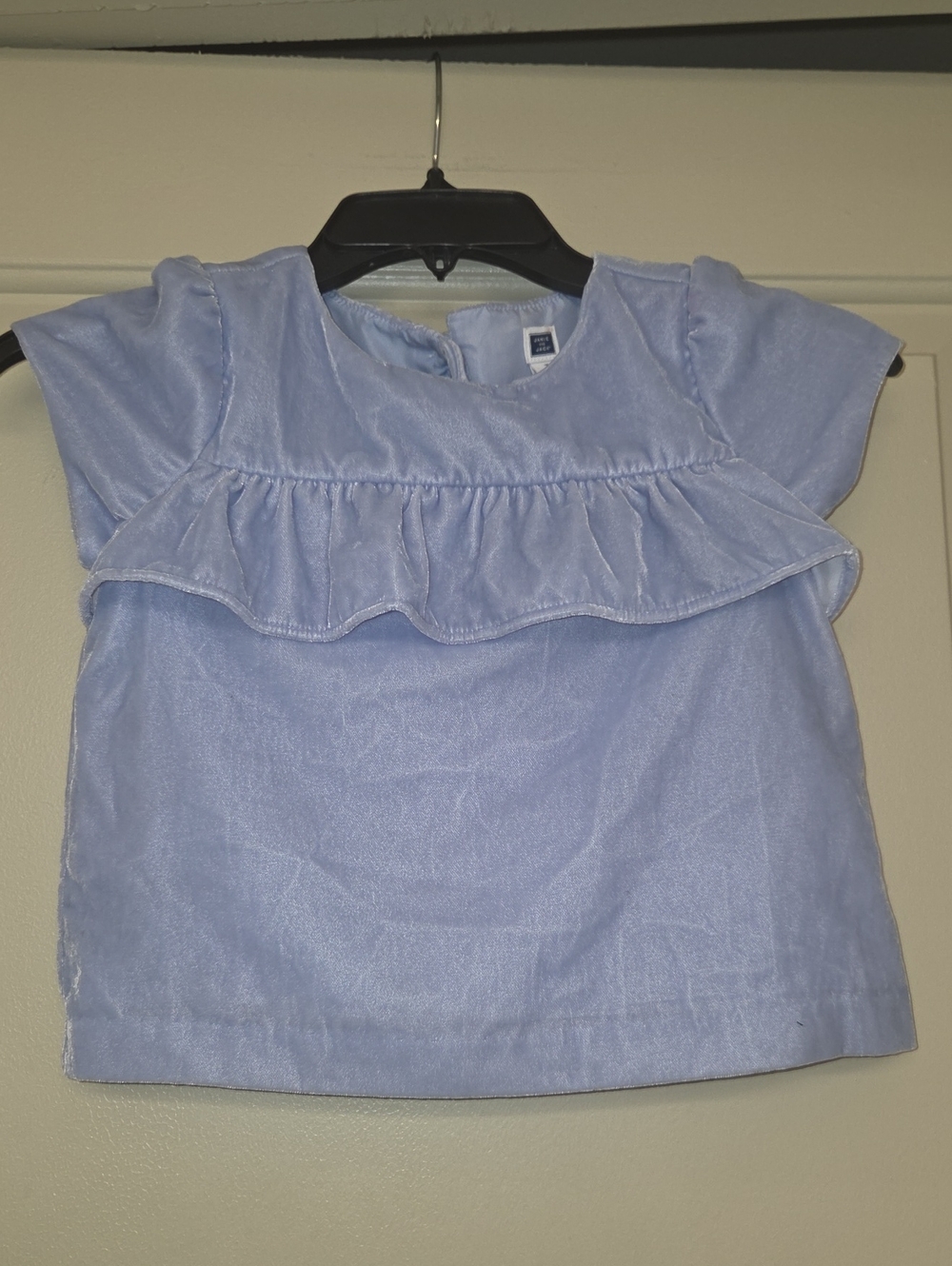 Janie And Jack Light Blue Ruffle Front Girls Top